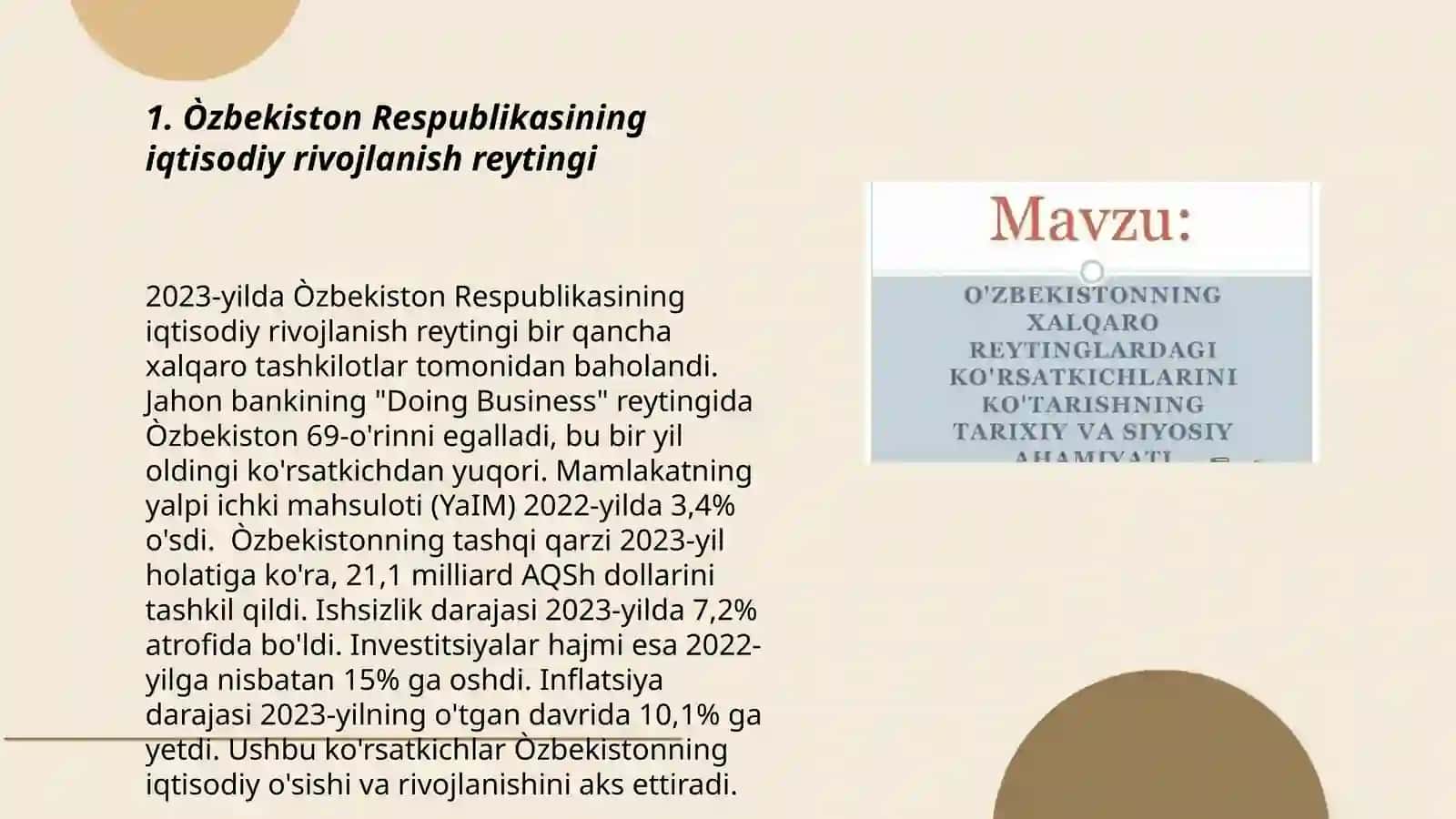 Òzbekiston respublikasining xalqaro reyting va indekslaridagi òrni va nufuzini ortib borishi 3