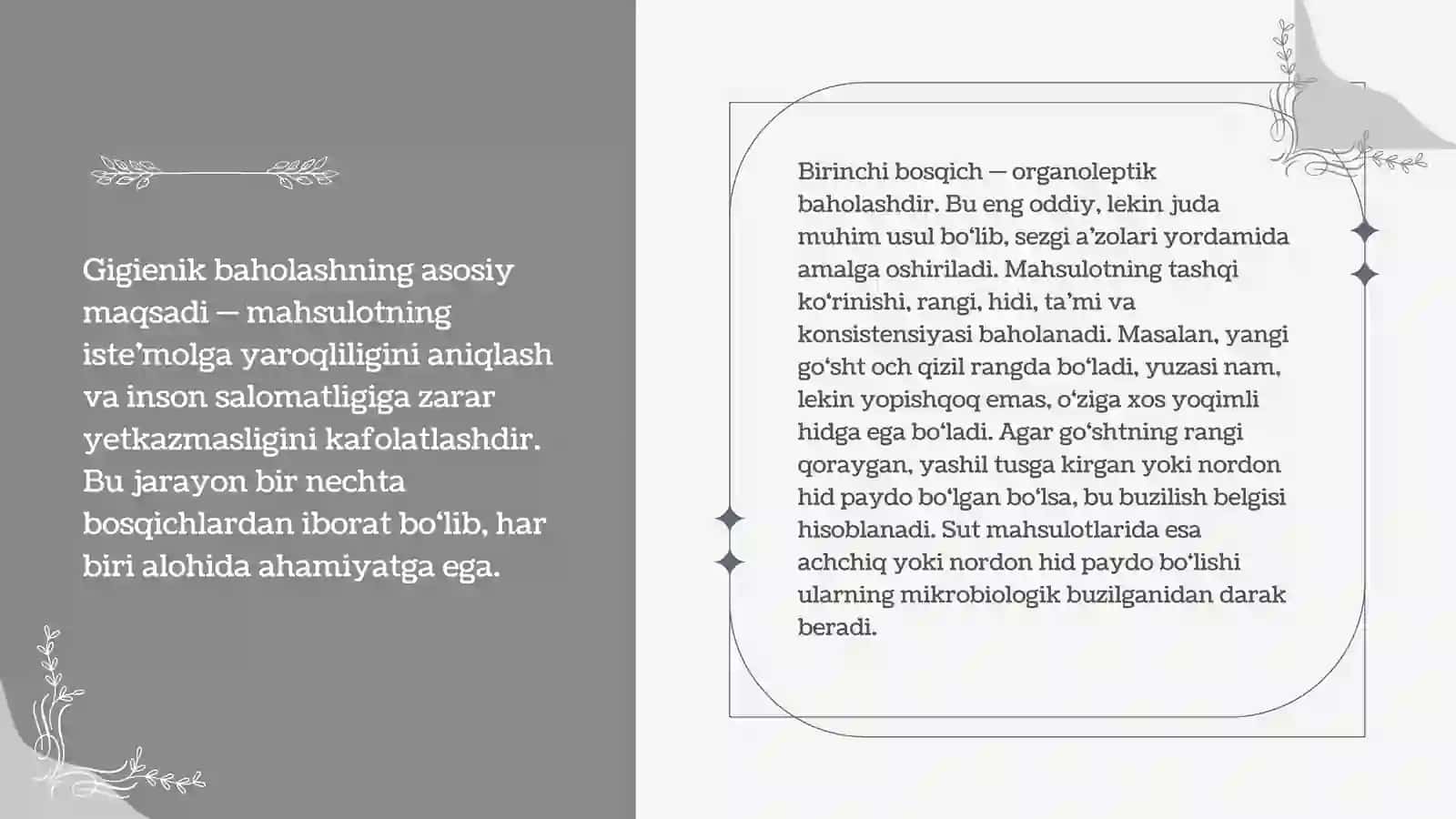 Ovqat mahsulotlarining sifatini gigienik baholash 3