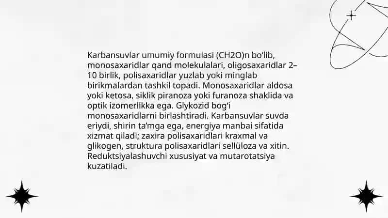 Karbansuvlar kimyosi va biologik ahamiyati 3