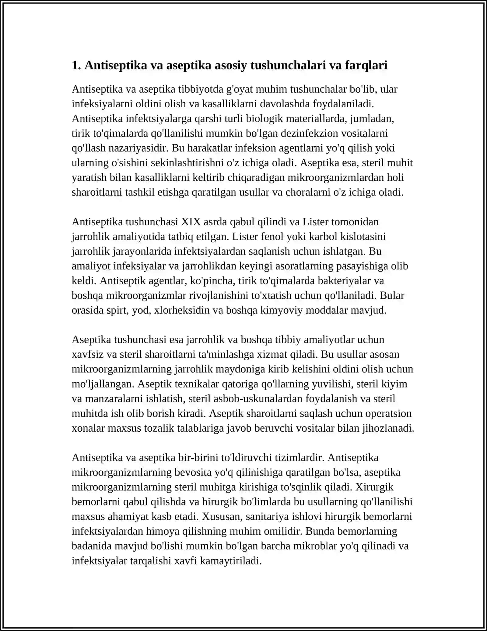 ANTISEPTIKA VA ASEPTIKA ASOSLARINI O`RGANISH 3