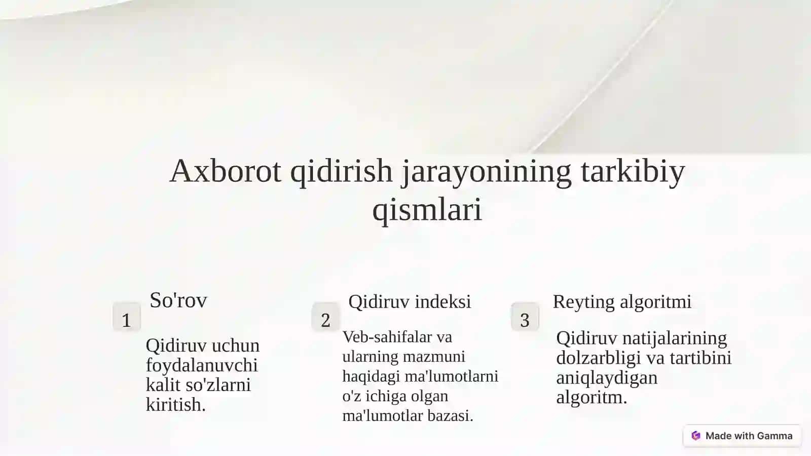 Axborotlarni izlash va qidirishda “Muvofiqlik reytingi” 3