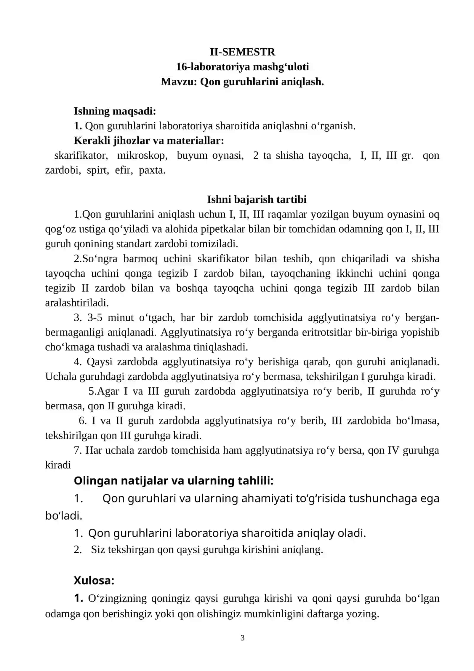 Odam va hayvonlar fiziologiyasi laboratoriya mashg'ulotlari 3