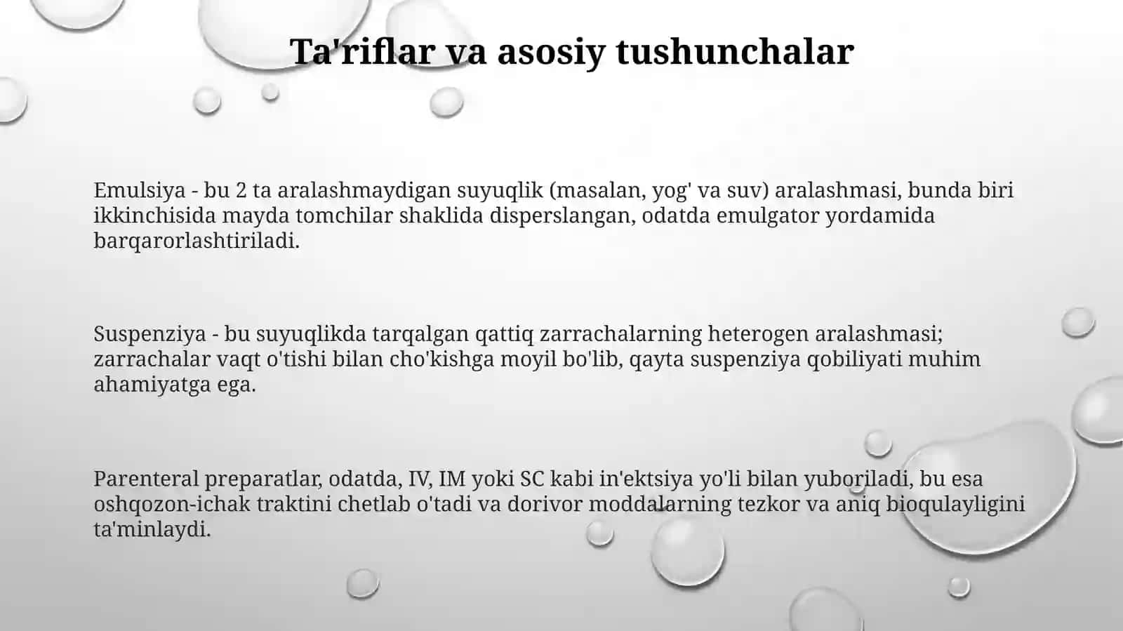 Parenteral emulsiyalar va suspenziyalar 3