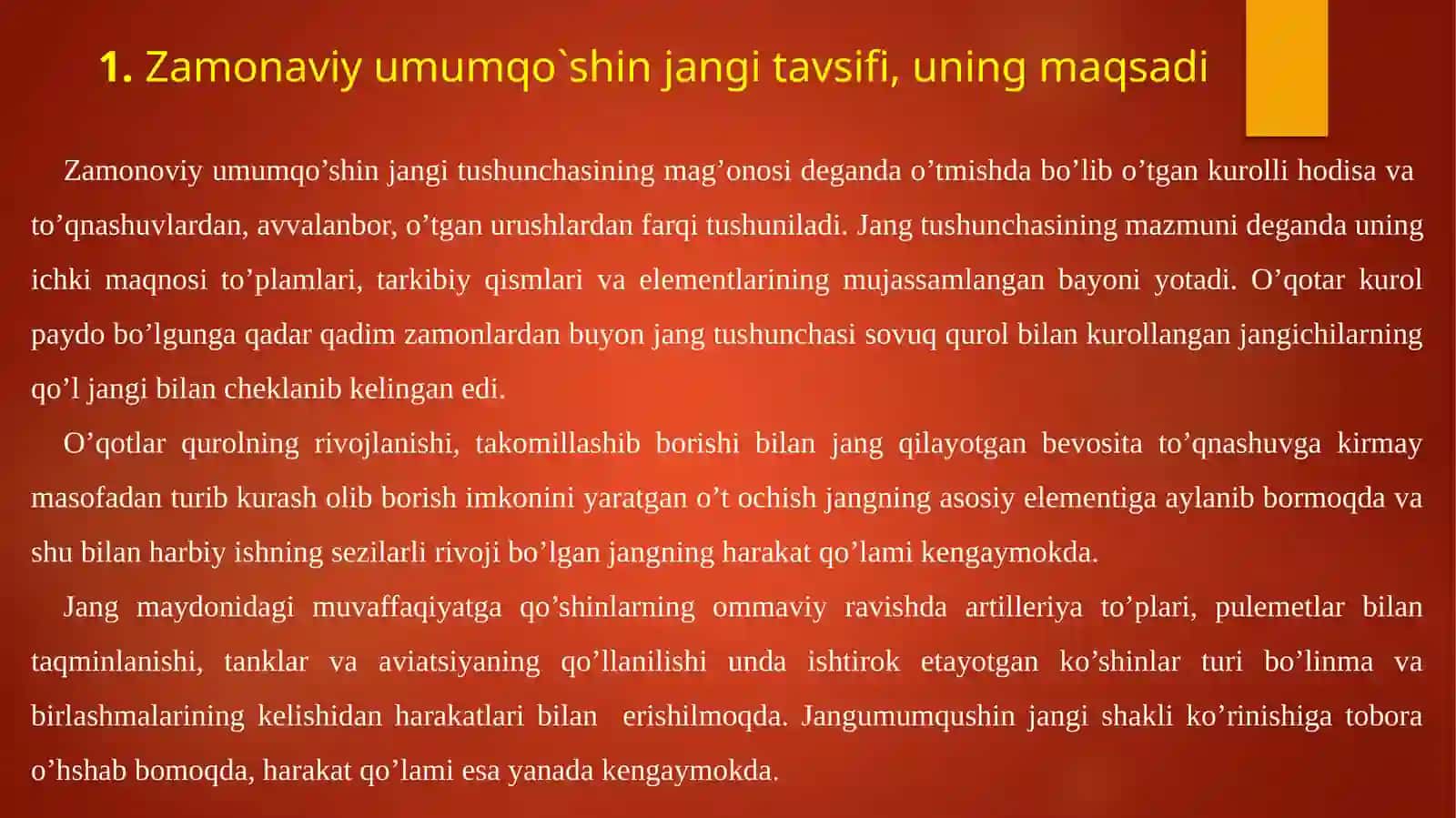 Askarning jangdagi majburyatlari, shaxsiy qurol va ekipirovkasi ta'limi 3