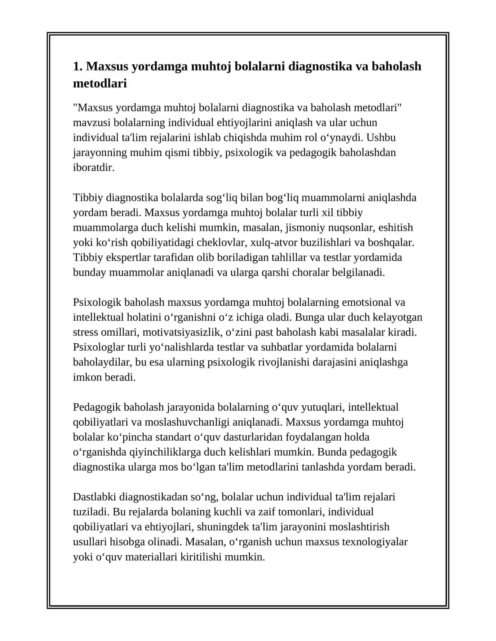 MAXSUS YORDAMGA MUHTOJ BOLALARNI UMUMTA'LIM SHAROITIDA OʻQITISH MOSLASHTIRISH METODLARI 3
