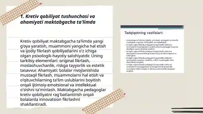 Bo'lajak maktabgacha ta'lim pedagoglarini kretiv qobilyatlarini rivojlantirish mazmuni mavzusida taqdimot tayyorlash 3