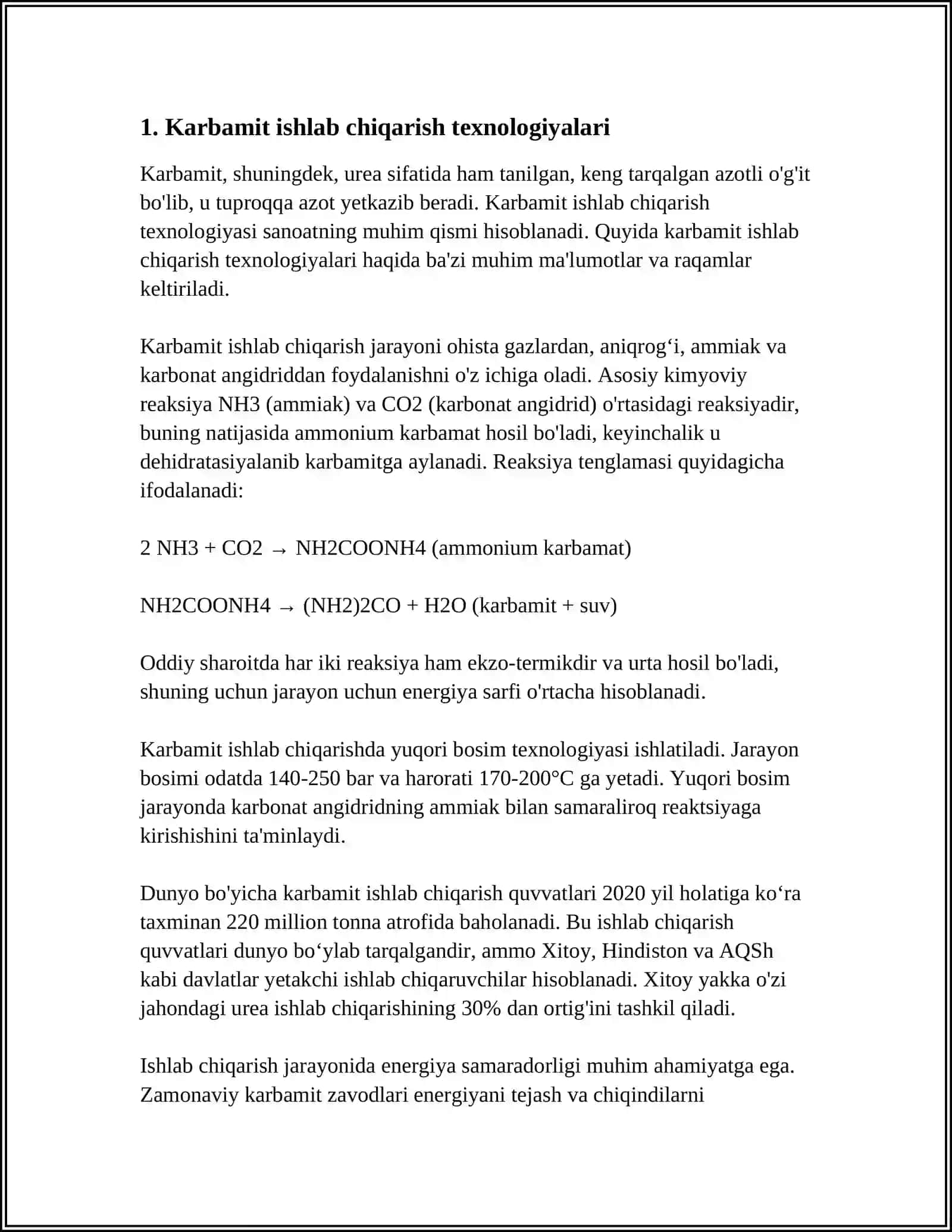 KARBAMIT (MACHAVINA) ISHLAB CHIQARISH QURILMALARI 3