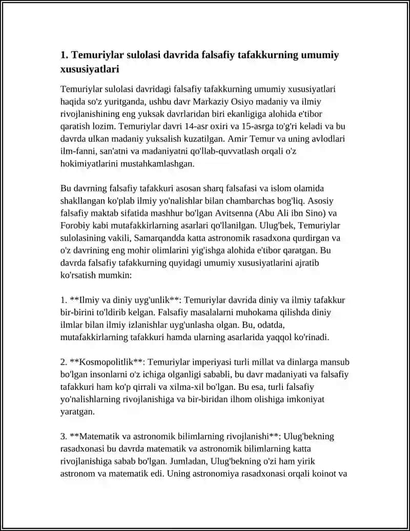 TEMURIYLAR SULOLASI DAVRINING FALSAFIY DUNYOQARASHILARI 3