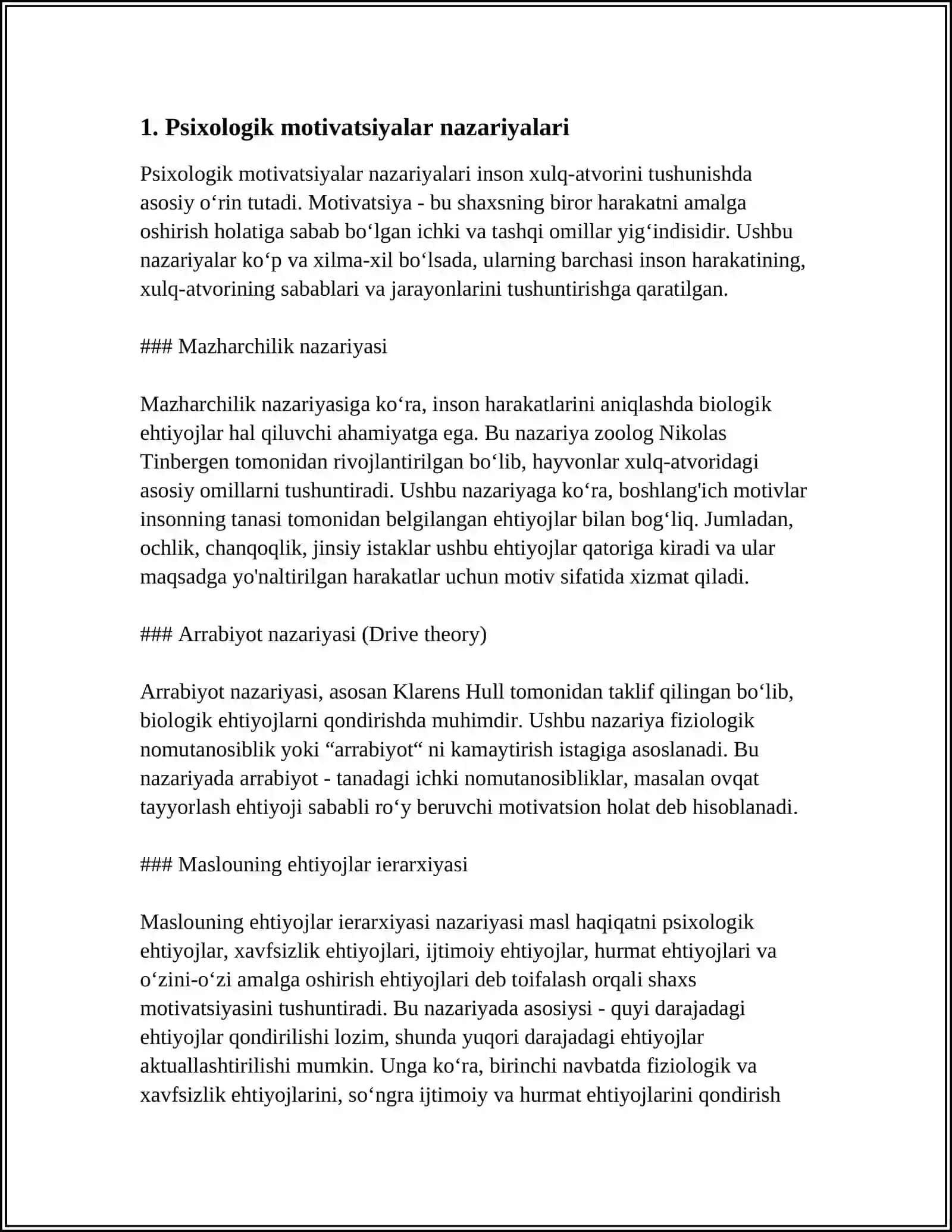 PSIXOLOGIYA FANIDAN XORIJ PSIXOLOGIYASIDA O'QISH MOTIVLARINING NAZARIY TAHLILI MAVZUSI 3