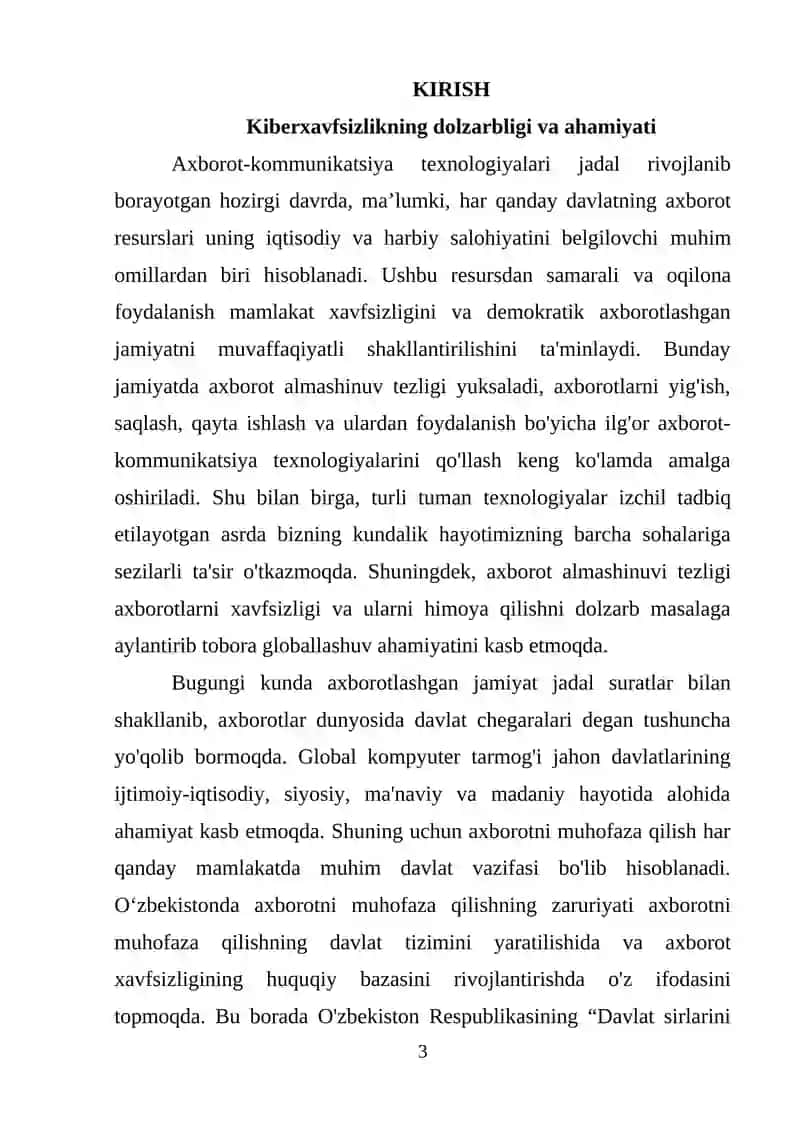 Kiberxavfsizlik: zamonaviy tahdidlar va ma’naviy huquqiy himoya strategiyalari 3