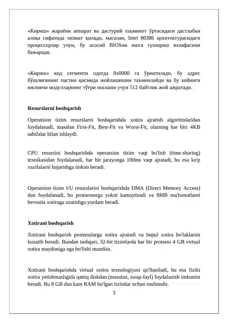 Operatsion tizimning asosiy vazifalari 3