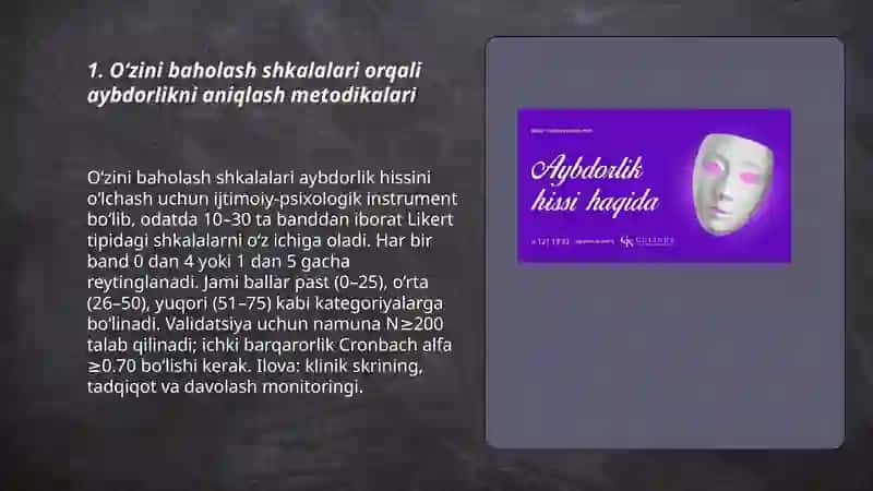 O‘zini baholash shkalalari orqali aybdorlikni aniqlash metodikalari 3
