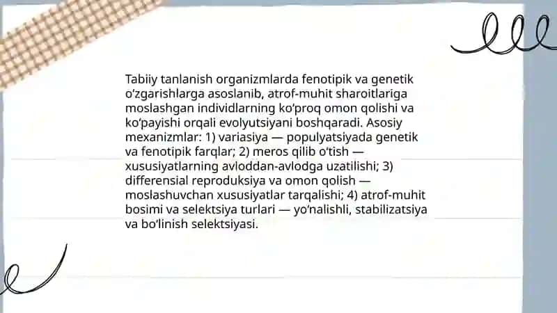 Tabiiy va jinsiy tanlanish 3