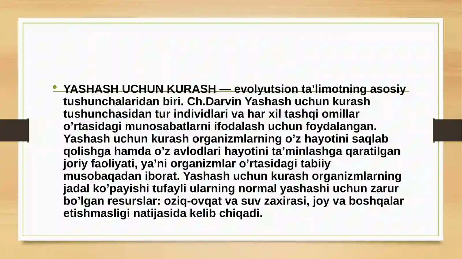 Yashash uchun kurash va tabiiy tanlanish 3