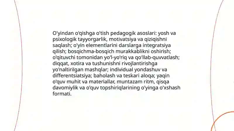 O'yin faoliyatidan o'qish faoliyatiga o'tishning pedagogik asoslari 3