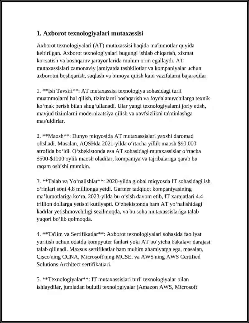 Axborot texnologiyalari mutaxassisi 3