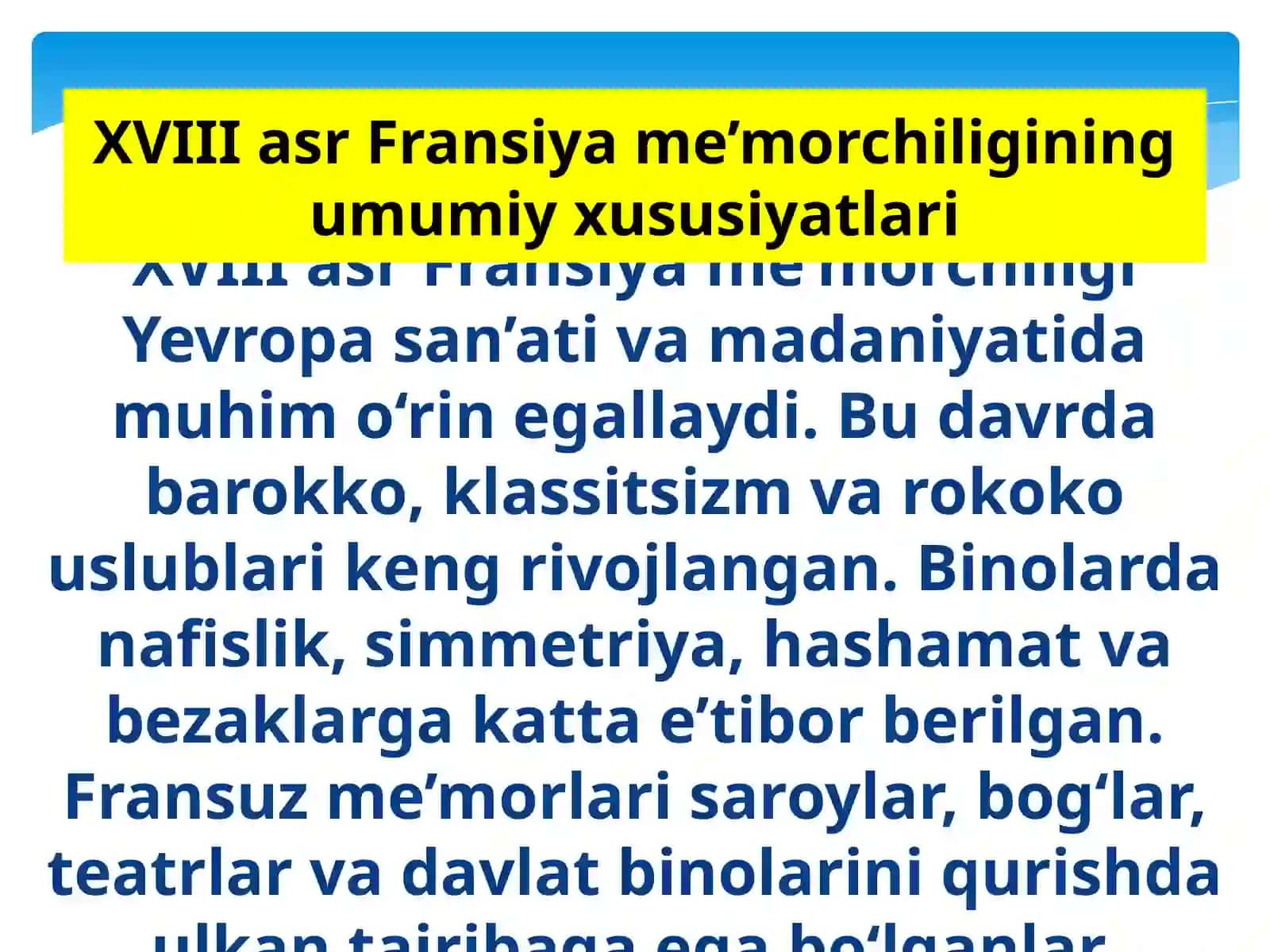 XVIII asr Fransiya binolari. Elissey saroyi 3