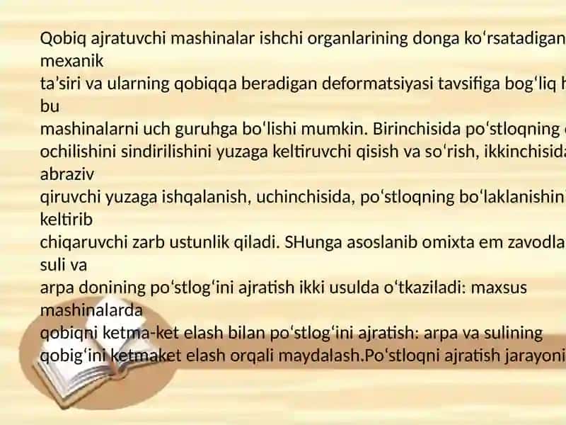 Qobiqli ekinlarni ajratishdagi oboykali mashinalardan foydalanish 3