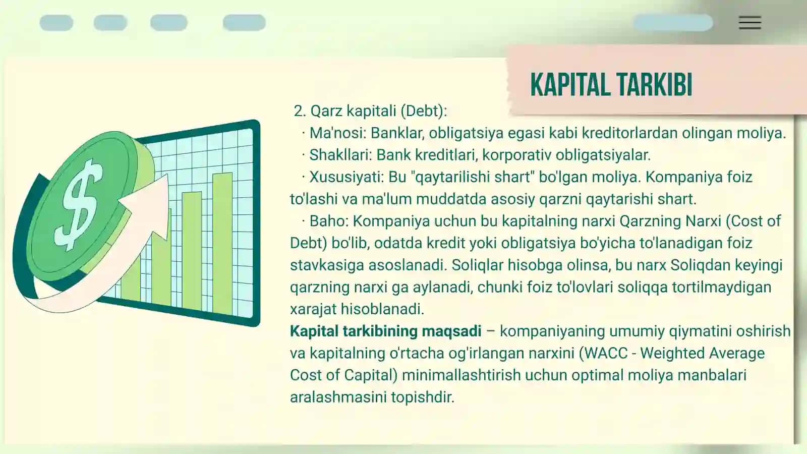 KAPITAL TARKIBI VA UNING BAHOSI 3