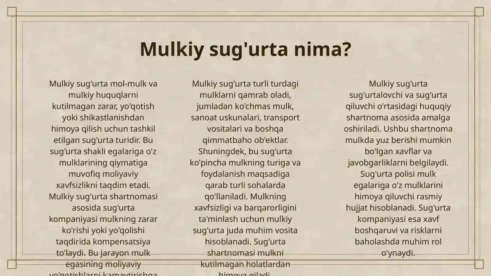 MULKIY SUGʻURTA 3