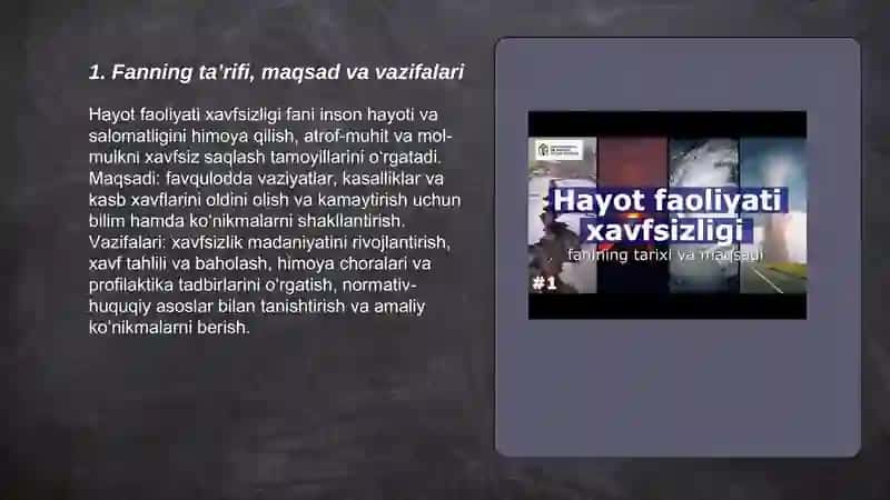 Hayot faoliyati xavfsizligi 3