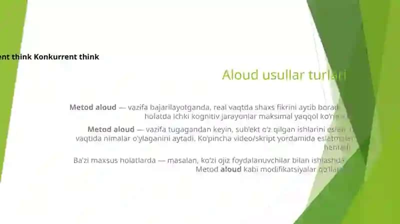 Metod-Aloud OVOZ CHIQarib mulohaza yuritish 3