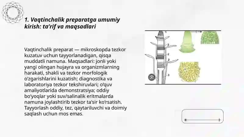 Vaqtinchalik preparat tayyorlash. Doimiy preparat tayyorlash texnikasi 3