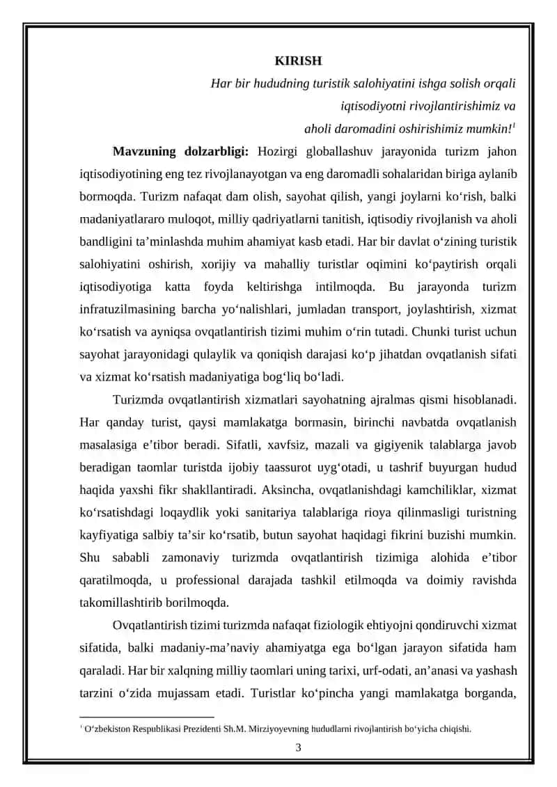 Turizmda ovqatlantirish va ularni tasnifi 3