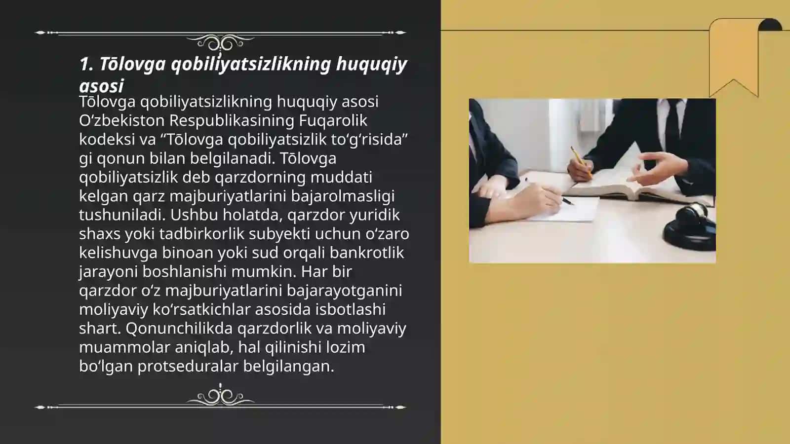 Biznes huquqi subektlarining tōlovga qobiliyatsizligi 3