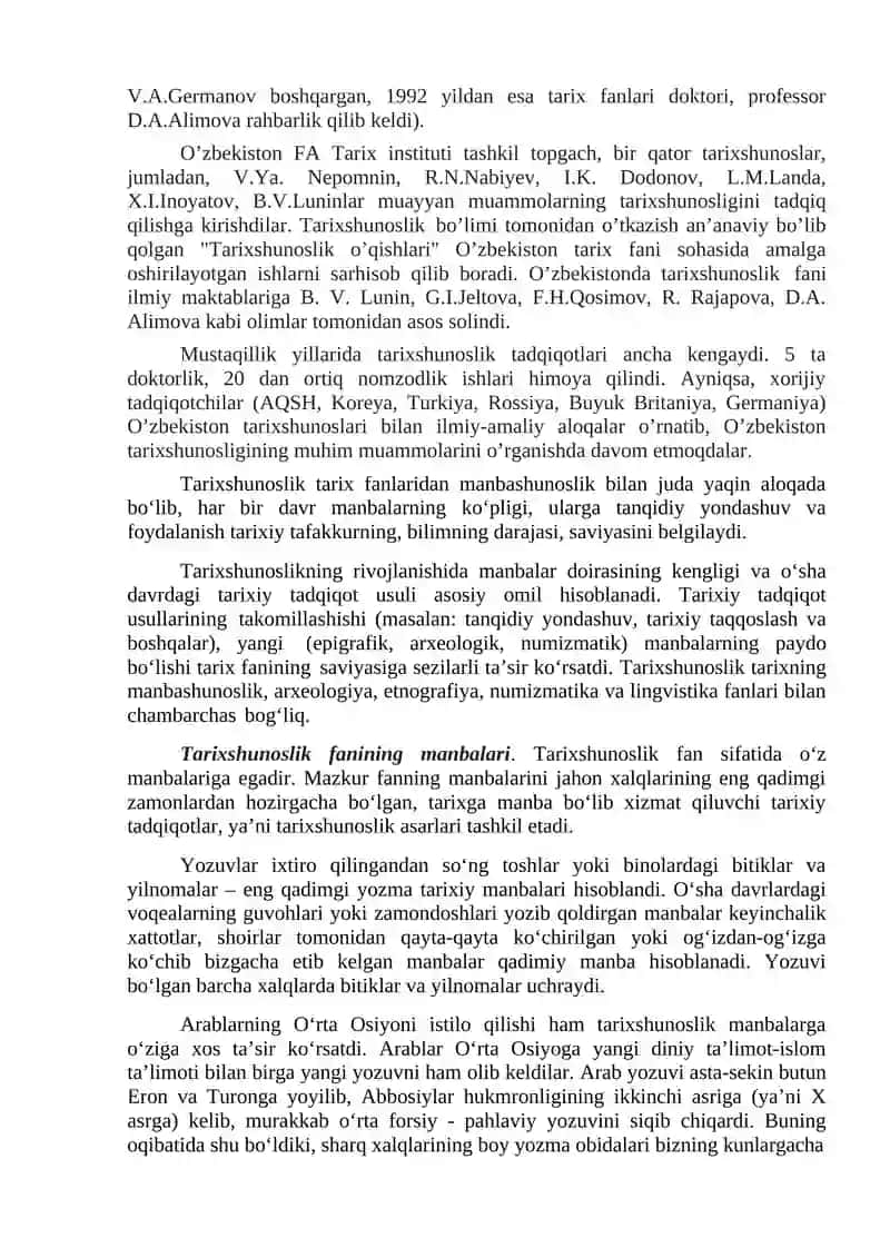TARIXSHUNOSLIK FANI, UNING MAQSAD VA VAZIFALARI HAMDA METODLARI 3