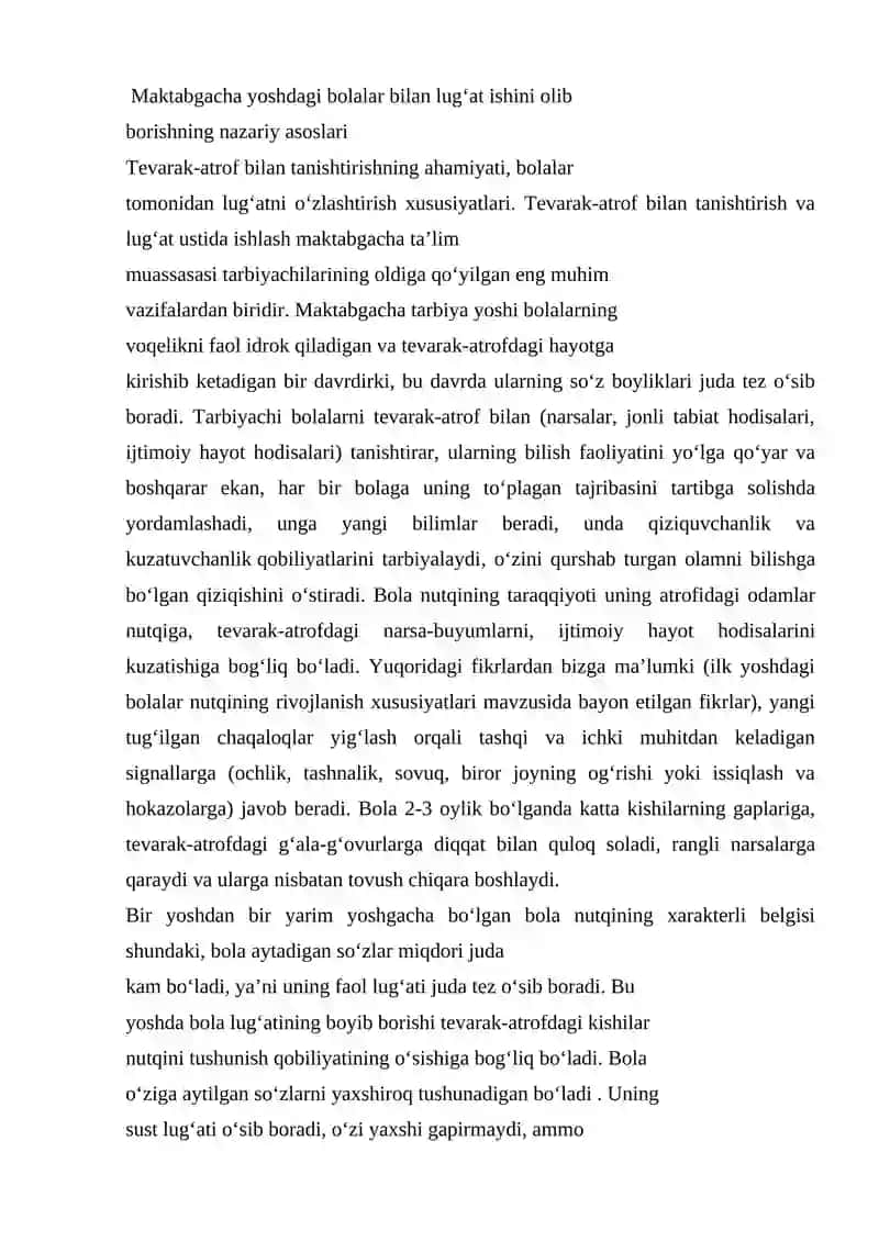 Maktabgacha Yoshdagi Bolalar bilan Luģat Ishini Olib Borishning Nazariy Asoslari 3