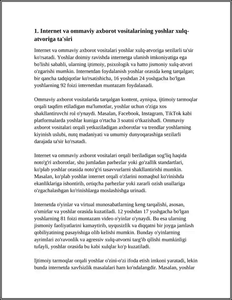 INTERNET VA OMMAVIY AXBOROT VOSITALARINING XULQ-ATVORGA TA'SIRI 3