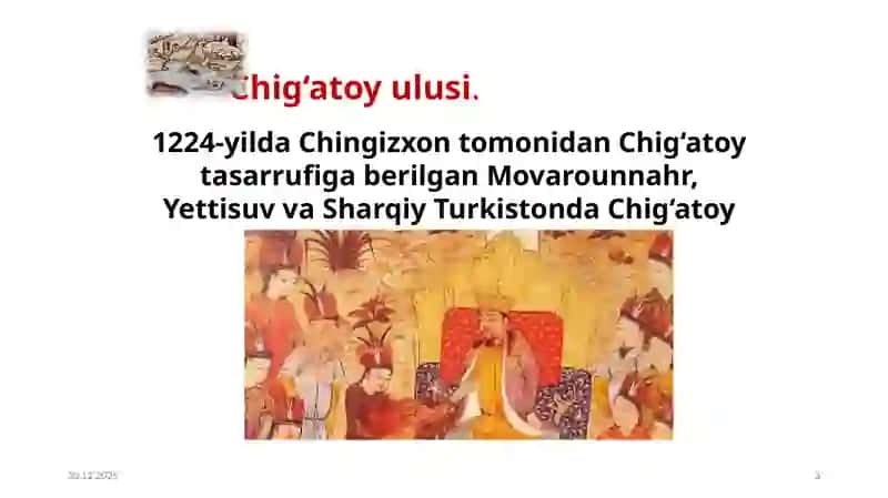 Xorazmshoxlar davlatining tugatilishi va Chig`atoy ulusining tashkil topishi 3