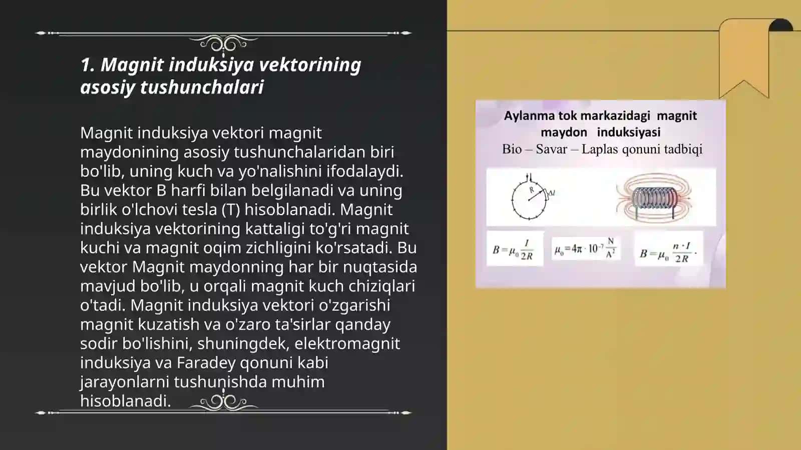 Magnit induksiysi vektorining sirkulyatsiyasi 3