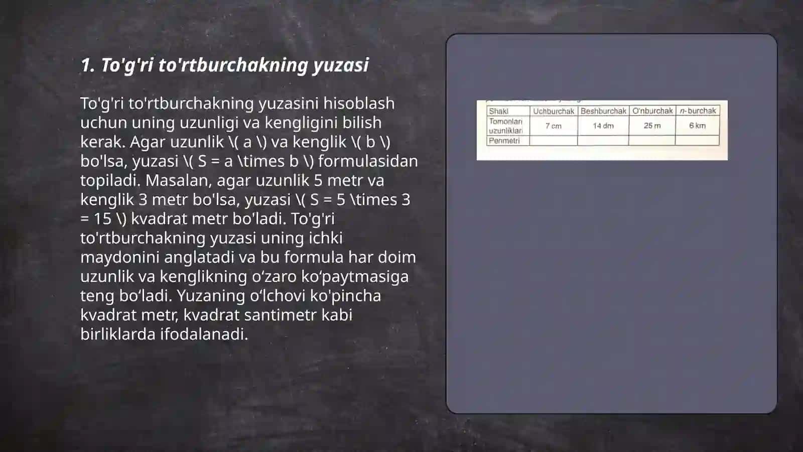 Yuza va perimetr ( 4-sinf ) 3