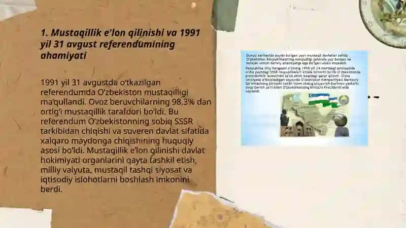 Mustaqil Õzbekiston Respublikasining tashkil topishi va uning tarixiy ahamiyati 3