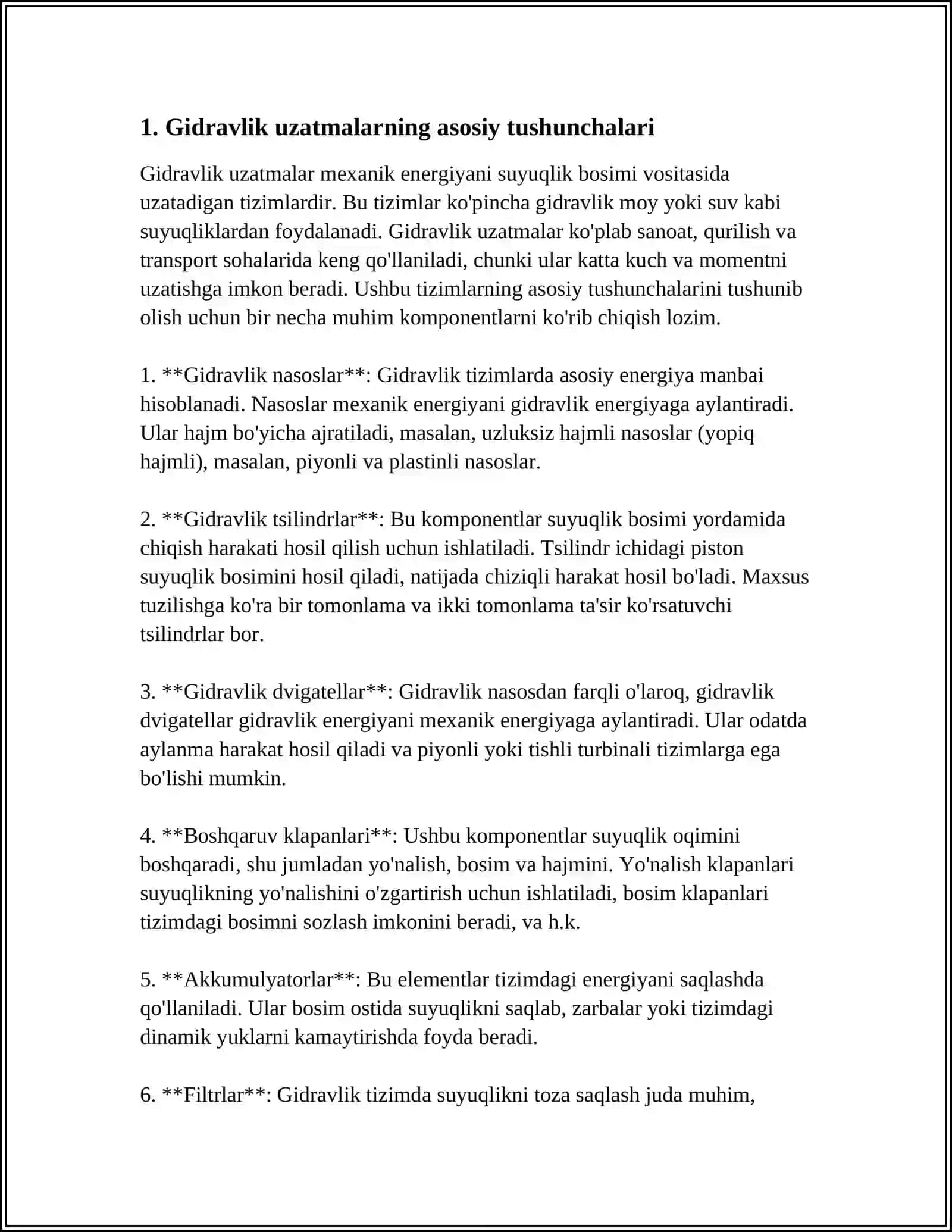 GIDRAVLIK UZUN VA QISQA QUVURLAR 3