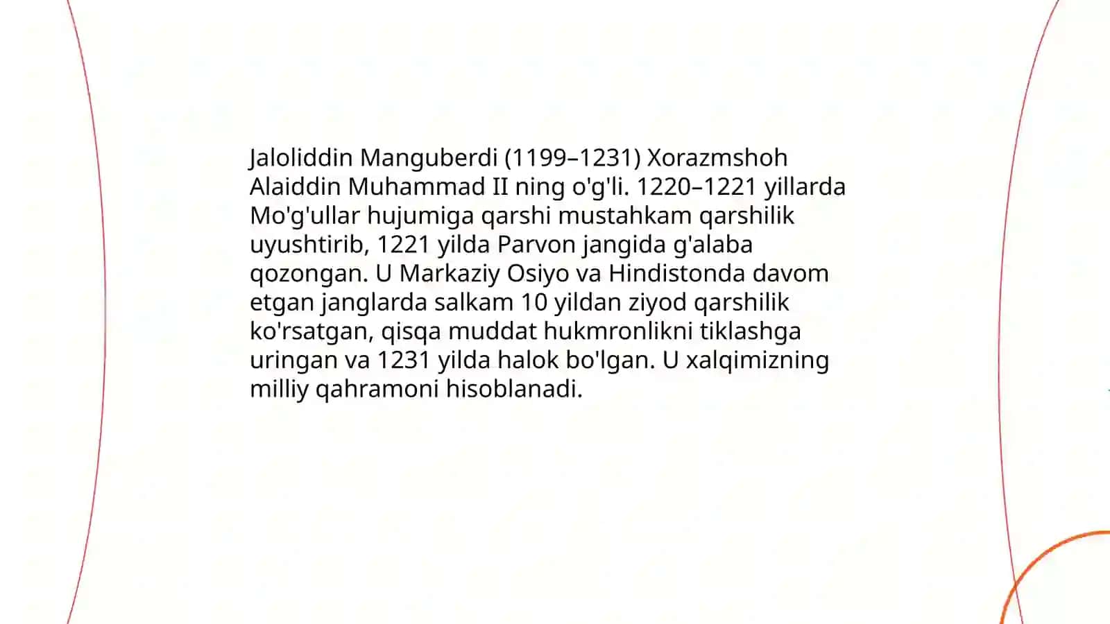 Jaloliddin Manguberdi xalqimizning milliy qahramoni 3