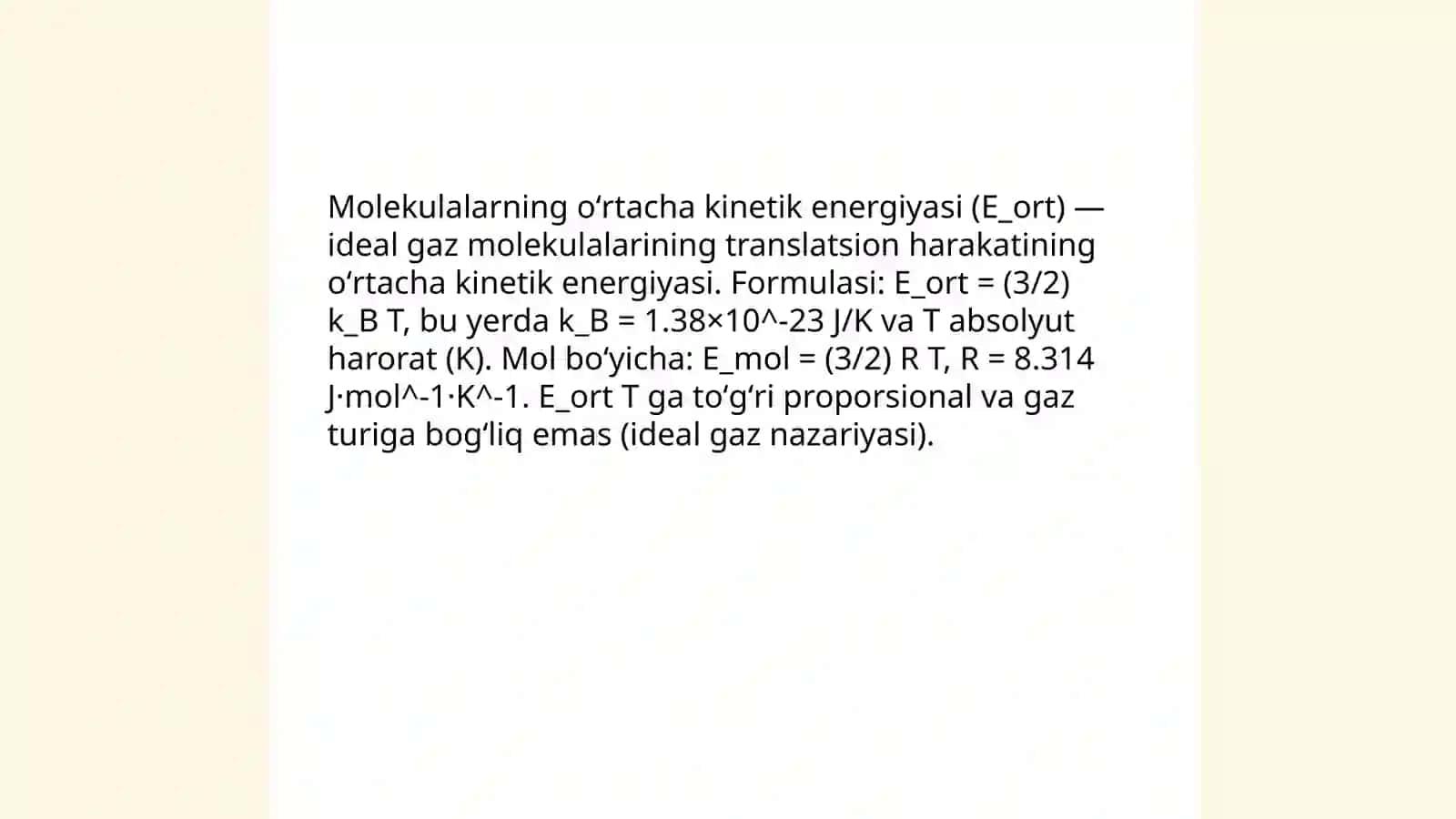 Molekulalarning oʻrtacha kinetik energiyasi 3