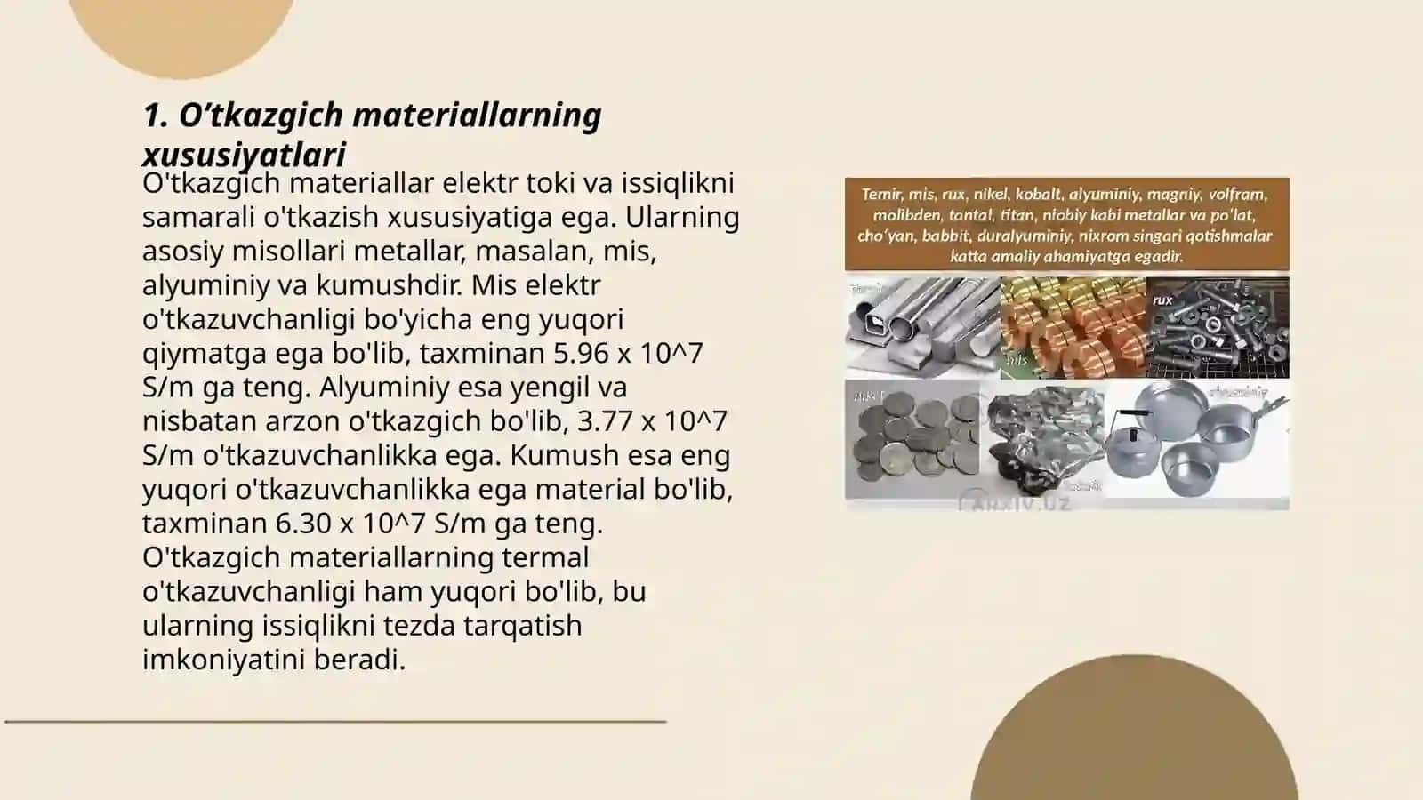 O’tkazgich materiallar.Qimmatbaho metallar.Qiyin eriydigan metallar 3