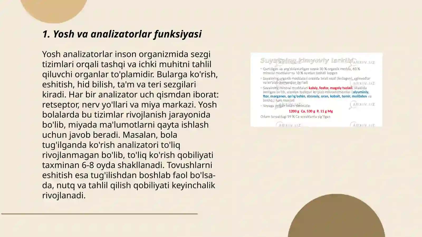 Yosh va analizatorlar funksiyasi 3