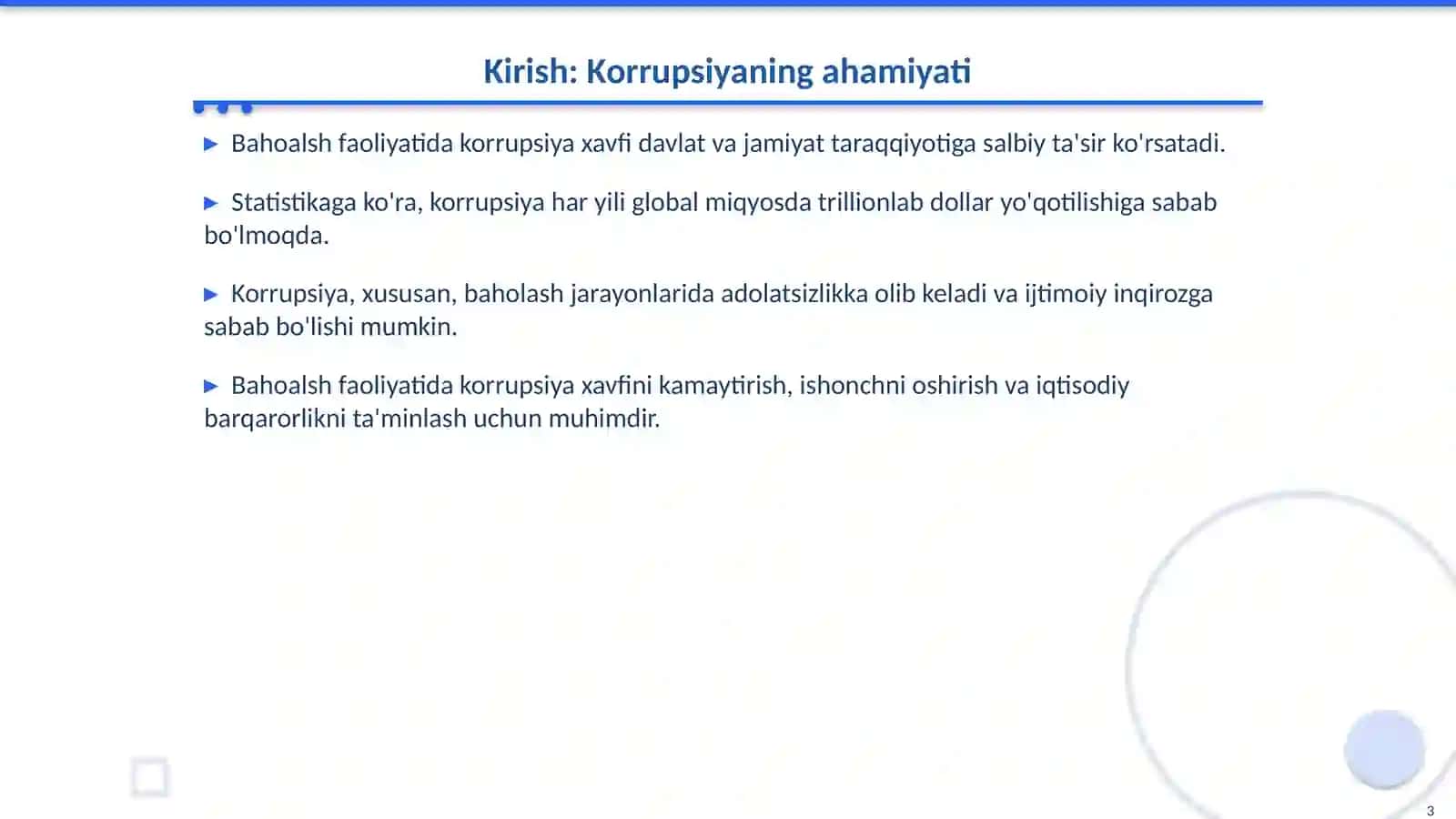 Bahoalsh Faoliyatida Korrupsiya Xavfi 3