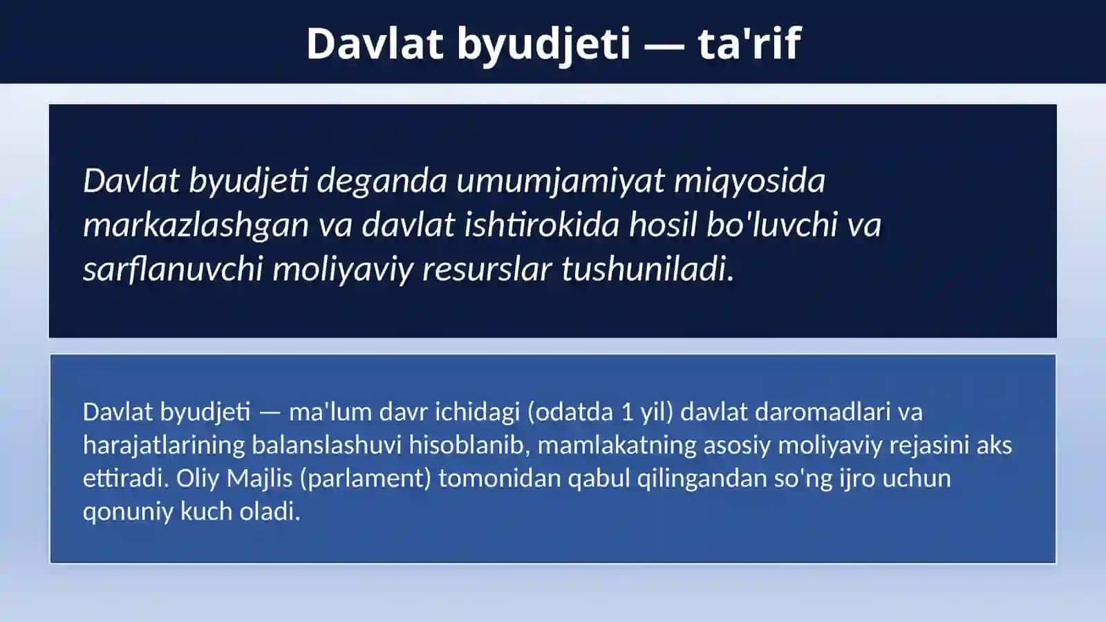 DAVLAT BYUDJETI, SOLIQLAR VA DAVLAT QARZI 3