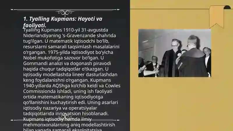 Tyalling Kupmansning Hayoti va Faoliyati 3