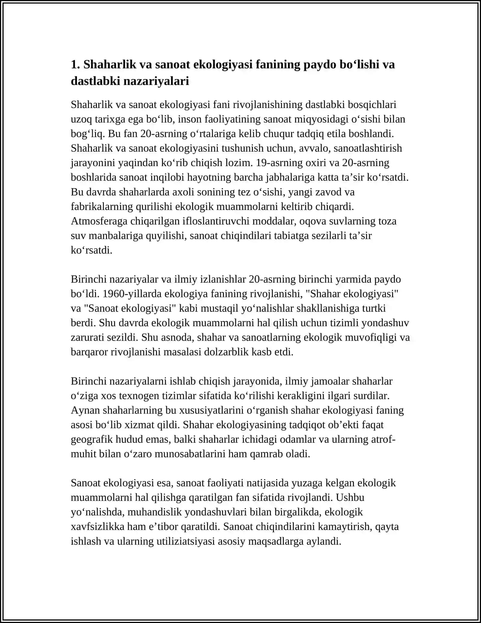 SHAHAR VA SANOAT EKOLOGIYASI FANINING RIVOJLANISH TARIXI 3