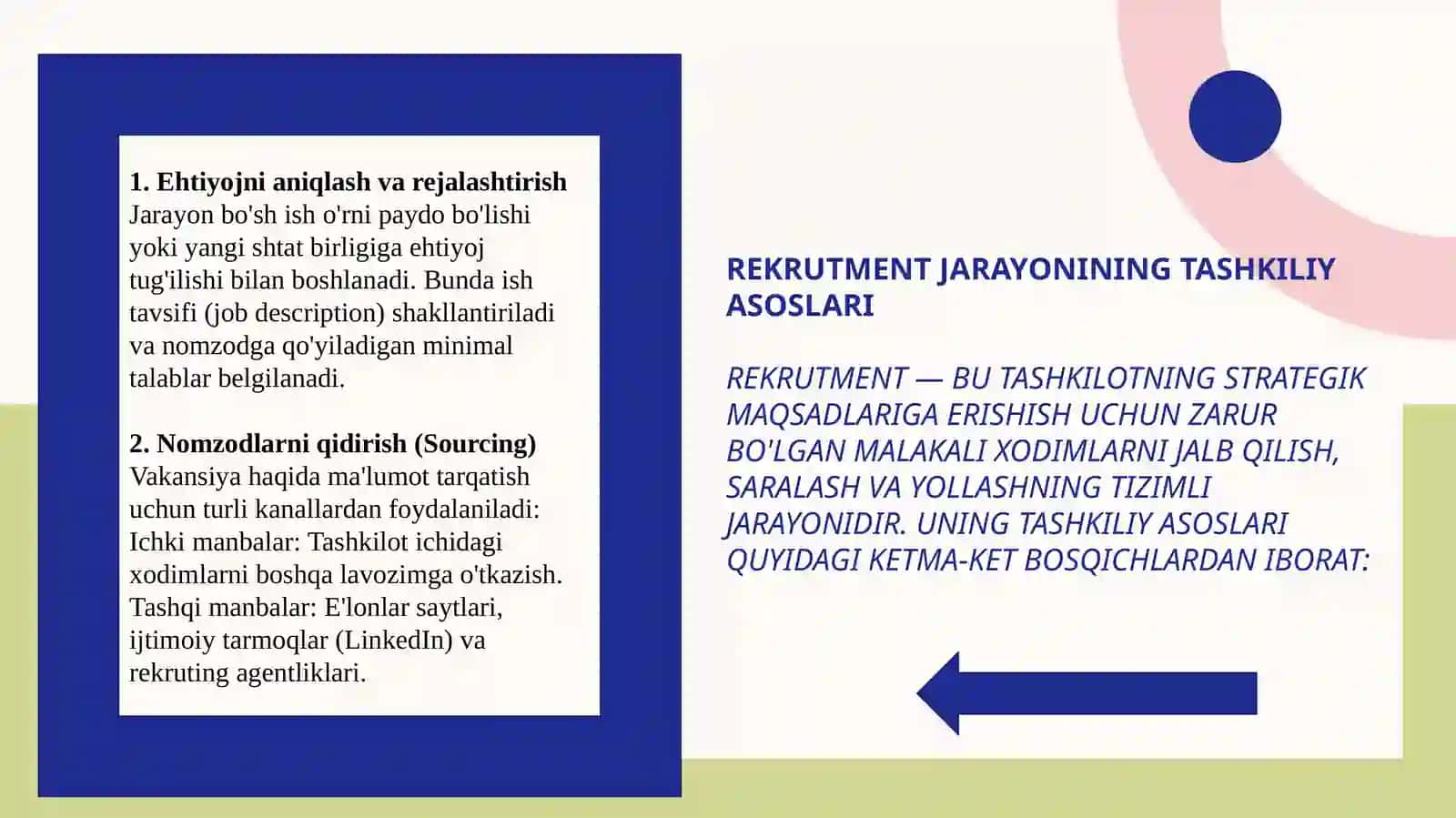 Rekrutment fanidan tayyorlagan Mustaqil ishi 3