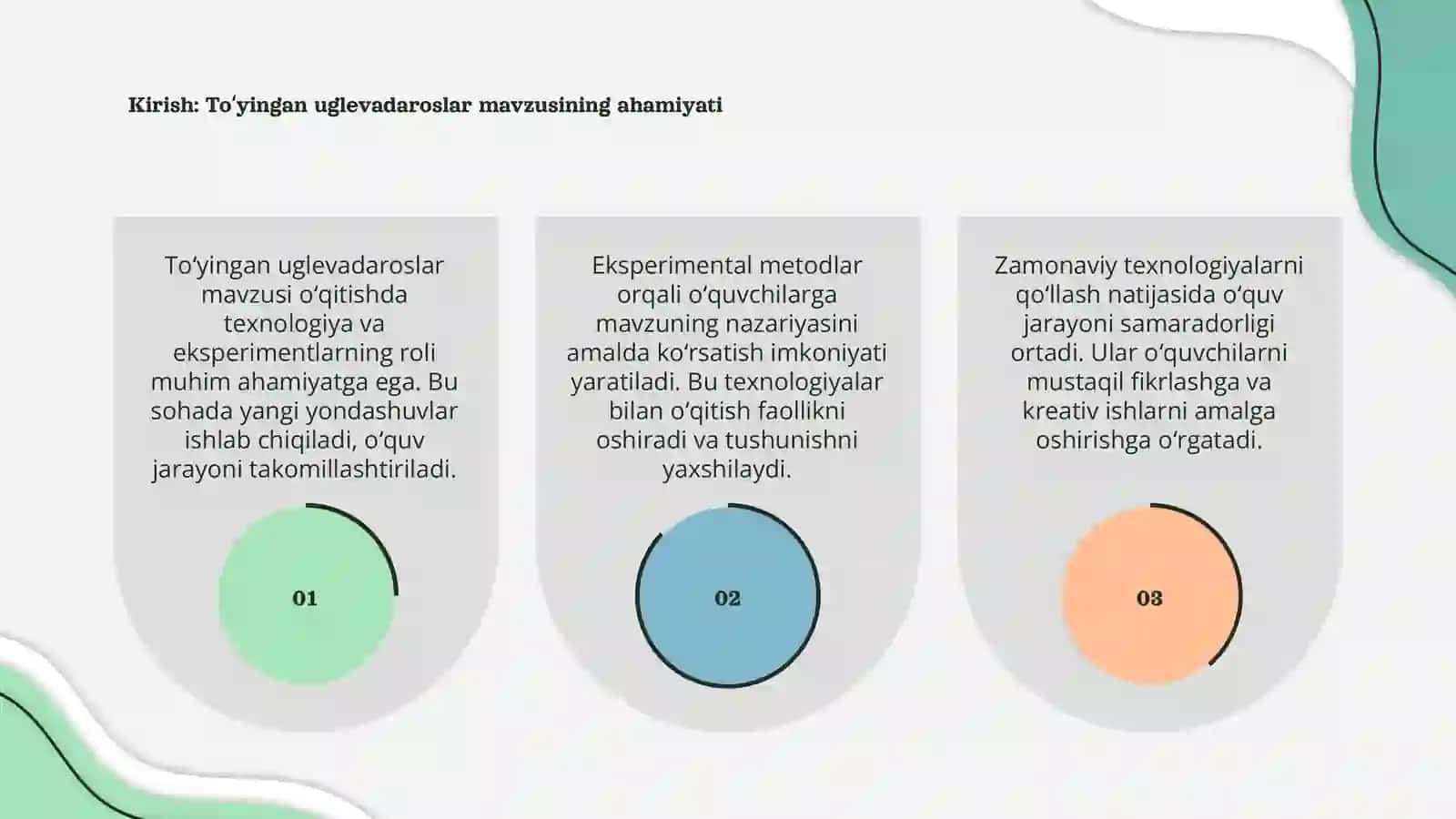 Toʻyingan uglevadaroslar mavzusini oʻqitishda eksperement va texnalogiyaviy asoslarni ishlab chiqish 3