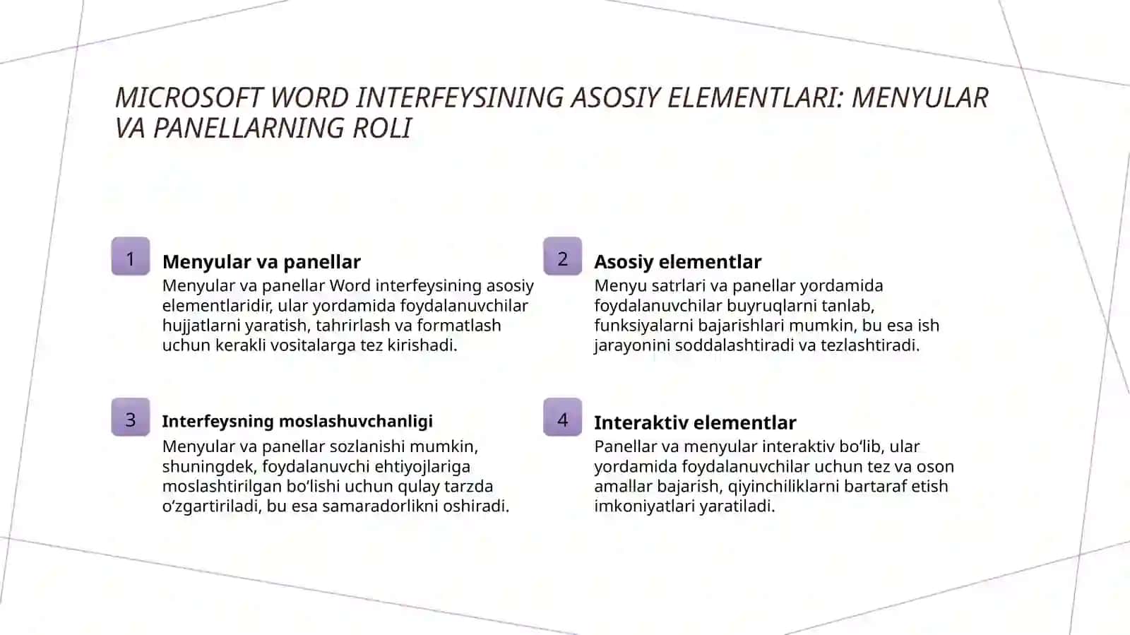 Microsoft Word interfeysiga kirish 3