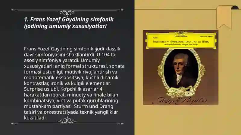 Frans Yozef Gaydining Simfonik ijodi va 103 simfoniyasi 3