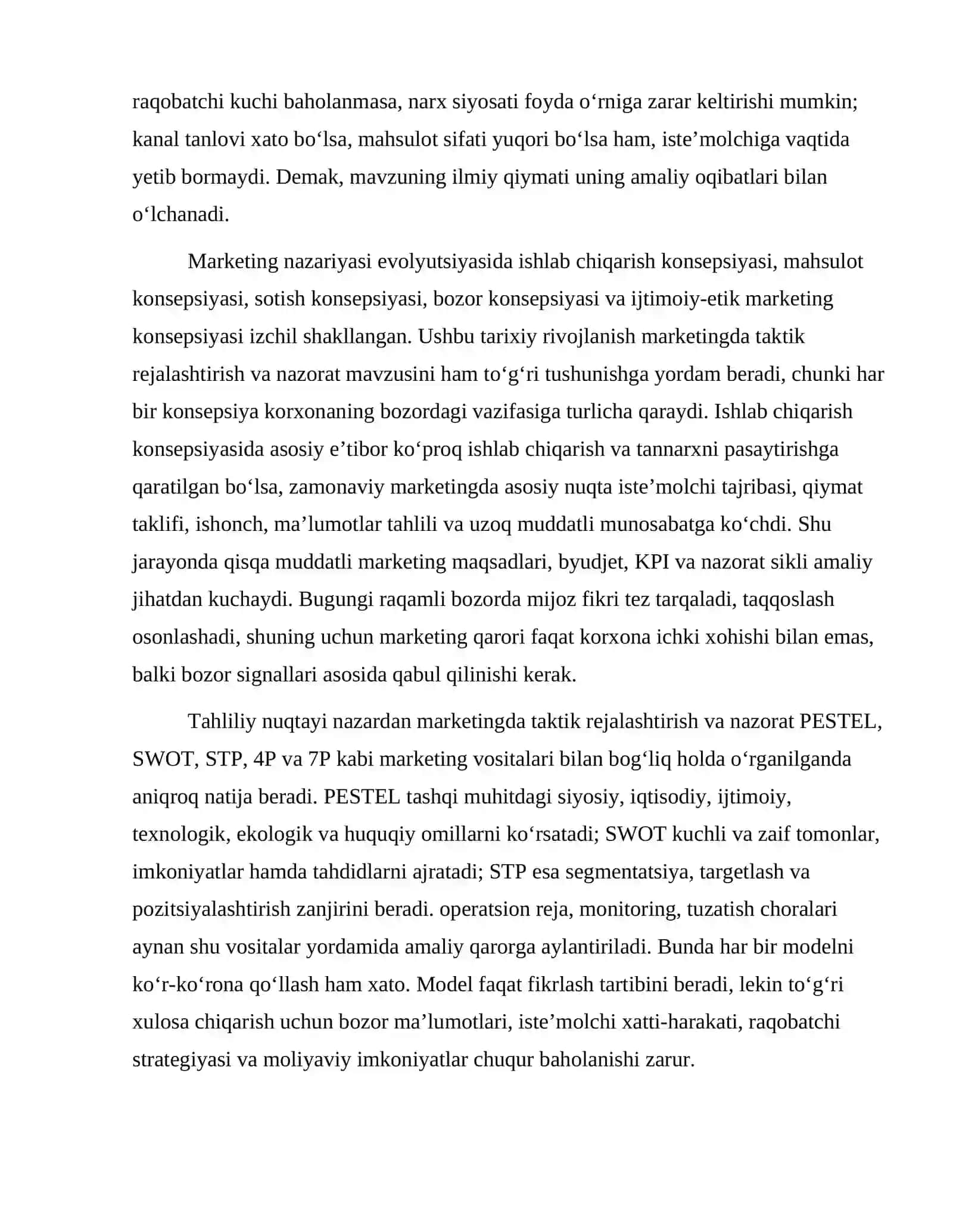 Marketingda taktik rejalashtirish va nazorat 3